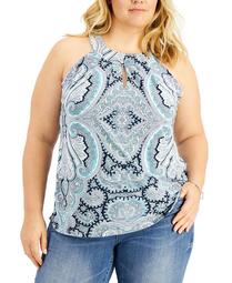INC Plus Size Twist Keyhole Halter Top, Created for Macy's