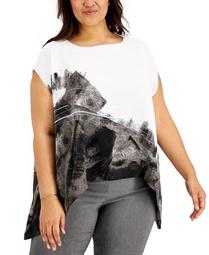 Plus Size Printed Flowy Top, Created for Macy's