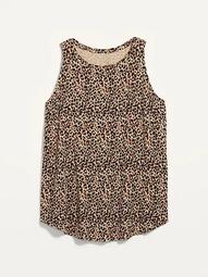 Luxe High-Neck Leopard-Print Plus-Size Tank Top