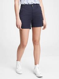 5" Mid Rise Khaki Shorts