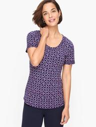 Cotton Blend Jersey Tee - Dotted Flowers