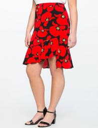 Printed Asymmetrical Hem Skirt