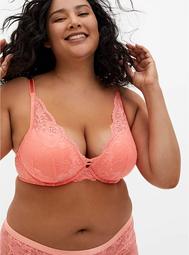 Dusty Coral Lace XO Push-Up Plunge Bra