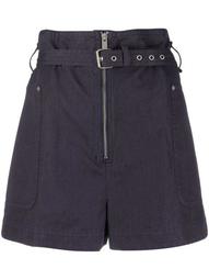paperbag-waist belted shorts