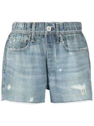 ripped-detailing cotton denim shorts