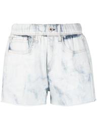washed-effect cotton denim shorts