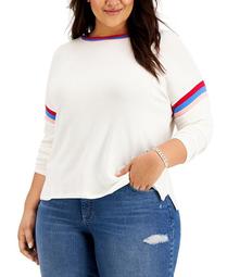 Plus Size Striped-Trim Top, Created for Macy's