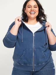 Garment-Dyed Plus-Size Zip-Front Hoodie