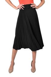 Pleated Knee Length  Skirt With Belt