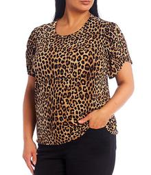 MICHAEL Michael Kors Plus Size Cheetah Print Lux Matte Jersey Tulip Sleeve Top