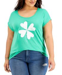 Plus Size Clover Graphic T-Shirt, Created for Macy's