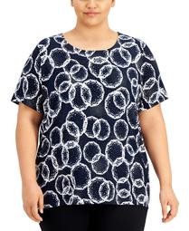 Plus Size Printed Jacquard T-Shirt, Created for Macy's