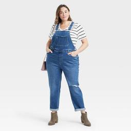 Women's Plus Size Overall Straight Jeans - Ava & Viv™ Light Wash 