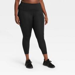 Women's Plus Size Sculpted High-Waisted 7/8 Leggings 24" - All in Motion™ Black
