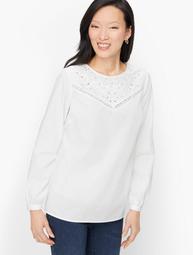 Poplin Embroidered Top