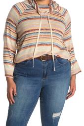 Stripe Print Cowl Neck Sweater