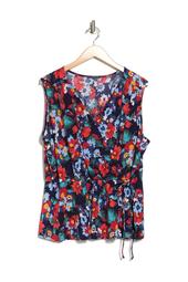 Floral Knit Sleeveless Wrap Top