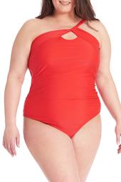 One-Shoulder Ruched One-Piece Swimsuit