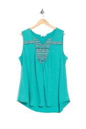 Embroidered Curved Yoke Tank