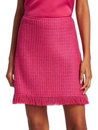 Poppy Textured Wool-Blend Fringe A-Line Skirt