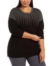 Plus Size Sparkle Shoulder Sweater, Created for Macy's