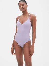 Colorblock Strappy V-Neck One-Piece Suit