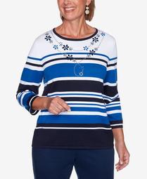 Women's Plus Size Vacation Mode Multi-Striped Sweater