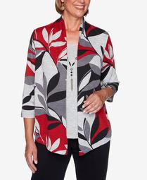 Women's Plus Size Knightsbridge Station Leaf Patchwork Two-For-One Top