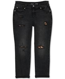 INC Plus Size Rip & Repair Boyfriend Jeans, Created for Macy's