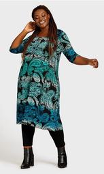 Brookline Print Dress - turquoise paisley