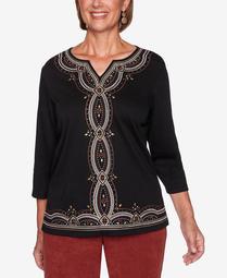 Women's Plus Size Catwalk Embroidered Center Knit Top