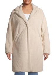 Mark Alan Women's Plus Size Single Breasted Faux Sherpa Coat