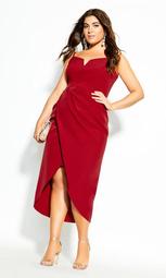 Sassy Notch Neck Dress - red