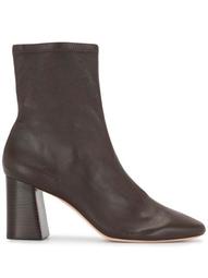 round-toe leather ankle boots
