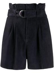 Masuede paperbag waist shorts