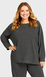 High Low Lounge Top - charcoal