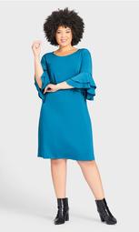 Double Bell Sleeve Dress - teal
