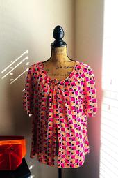 Patterned Button Blouse
