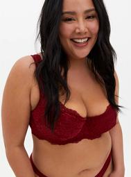 Red Lightly Lined Lace Balconette Bra