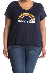 Good Vibes Graphic V-Neck T-Shirt