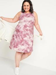 Sleeveless Jersey-Knit Plus-Size Swing Dress