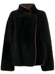 shearling wrap front jumper