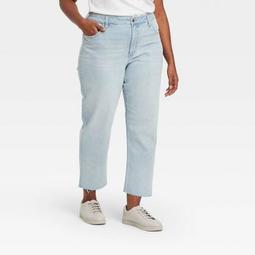 Women's Plus Size High-Rise Straight Jeans - Ava & Viv™ Light Wash
