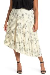Summer Floral Pleated High/Low Skirt