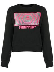 rhinestone-embellished logo sweater