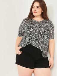 Luxe Leopard-Print Plus-Size V-Neck Tunic Tee