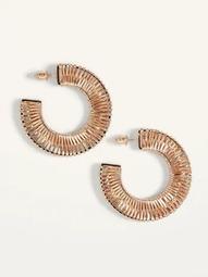 Gold-Toned Wire-Wrapped Hoop Earrings for Women