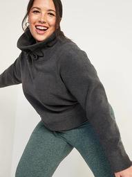 Go-Warm Cropped Micro Performance Fleece Plus-Size Funnel-Neck Sweatshirt