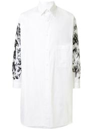 abstract-print sleeve cotton shirt