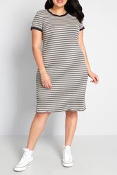 Stripe Print Midi T-Shirt Dress